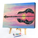 Guitar Scenery Frameless DIY Oil Paint by Numbers Hand Painted Artwork