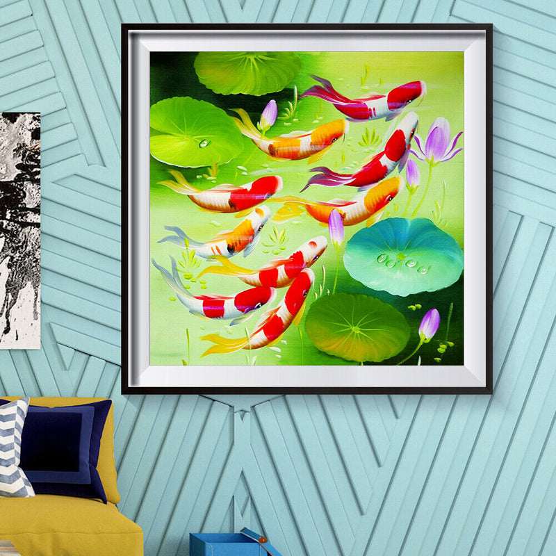 5D DIY Full Drill Diamond Painting Swimming Fish Cross Stitch Embroidery Decor