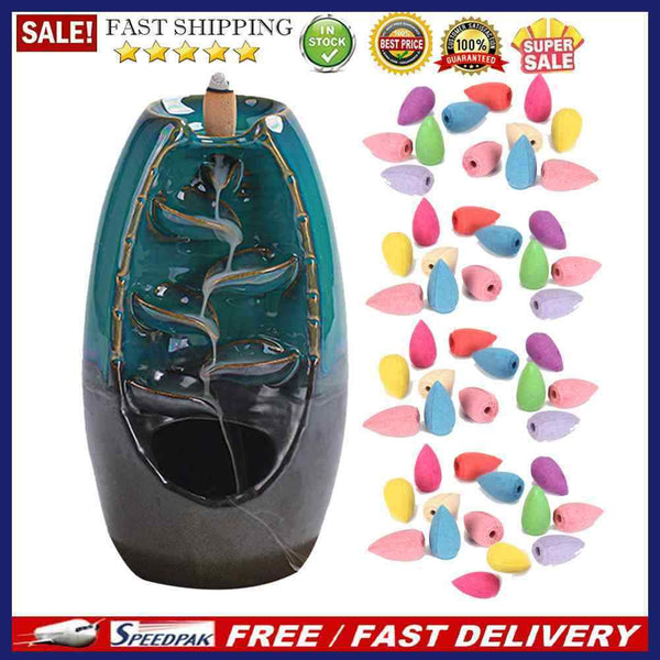 Mountains River Waterfall Incense Burner Fountain Backflow Aroma Smoke Holder