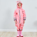 Kids Rain Suit Toddler Raincoat Unisex Baby Waterproof Coverall (Pink L)