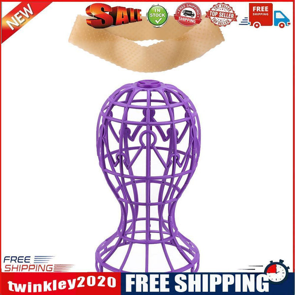 Plastic Wig Stands Lantern Shape Display Support with Silicone Band Set
