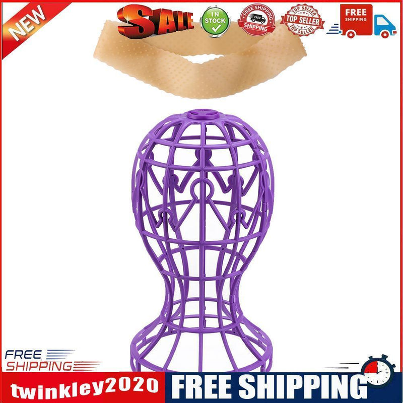 Plastic Wig Stands Lantern Shape Display Support with Silicone Band Set