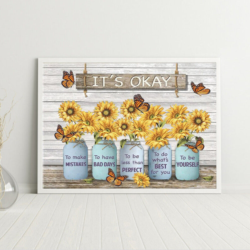 Canvas Painted Oil Paint By Numbers Flower Letters DIY Modern Bedroom Wall Art
