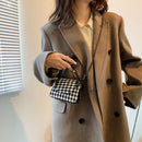 Houndstooth Plaid Print Shoulder Bag Women Woolen Crossbody Bags Chain Purse