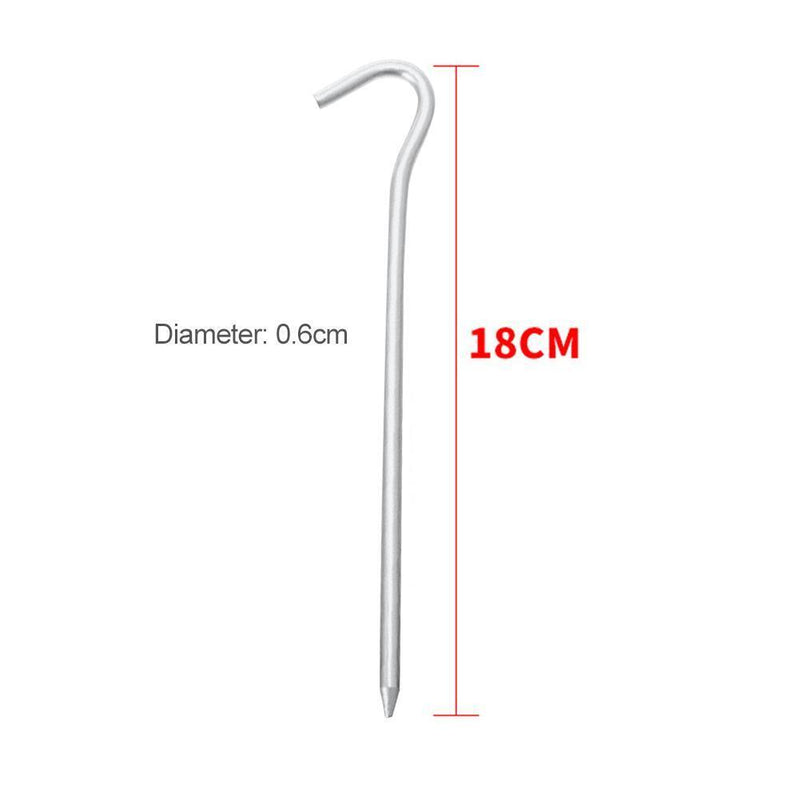 4pcs Tent Pegs with Hooks Garden Stakes Ground Nail for Awning Canopy (Silv