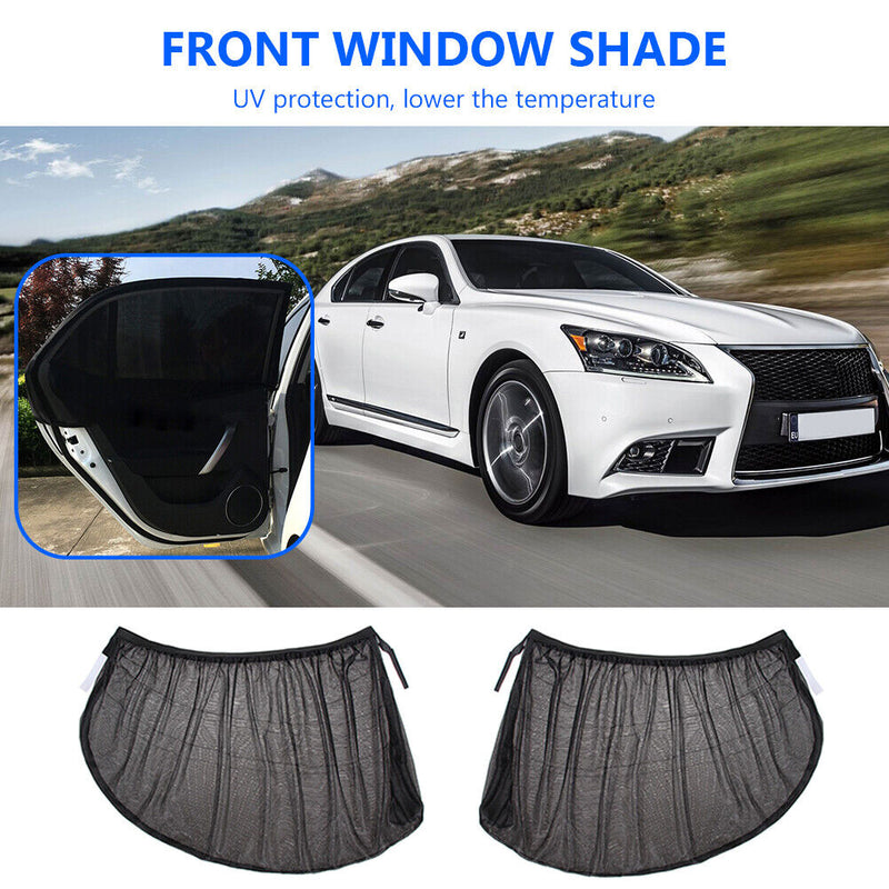 2pcs UV Protection Car Front Rear Side Window Sun Shade Anti-mosquito Net