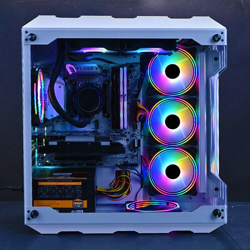 COOLMOON 12cm Quiet Cooling Fan PC Case Large 4 Pin LED Heatsink for Desktop