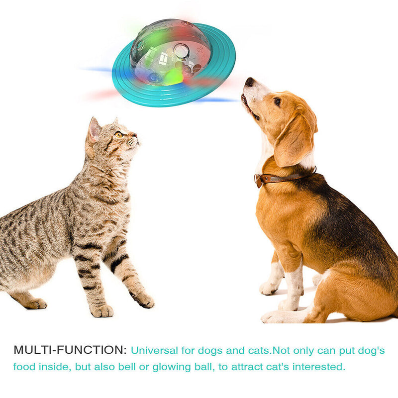 Dog Puzzle Food Dispener Multifunctional Flying Saucer Slow Feeder (Blue) Newly