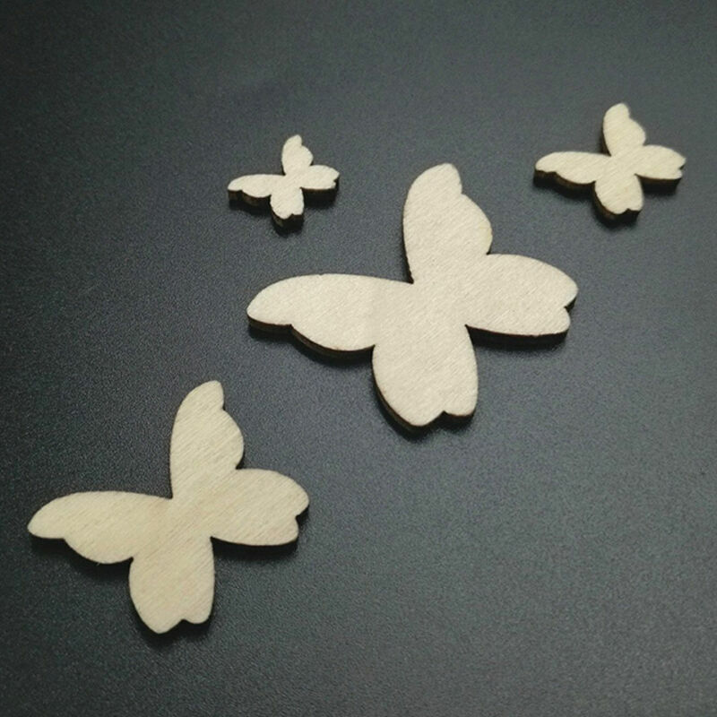 50x Mixed Size Butterflies MDF Wooden Shape Craft Embellishments HOT Wood C6V0