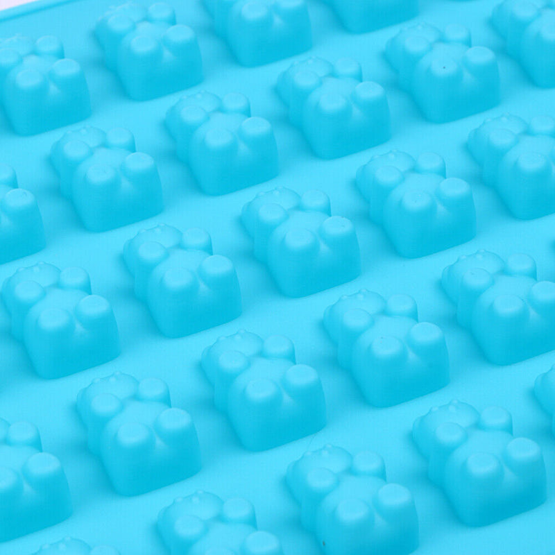50 Cavity Gummy Bears Silicone Soap Ice Cube Tray Baking Mold (Blue)