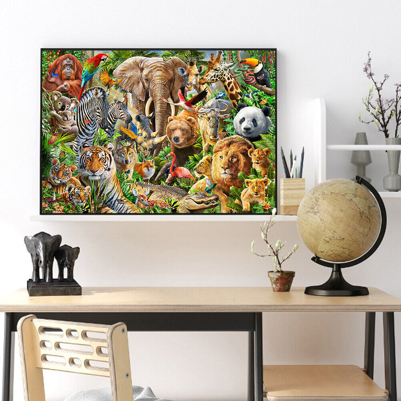 5D DIY Animals Full Round Drill Mosaic Diamond Painting Picture Rhinestone Craft
