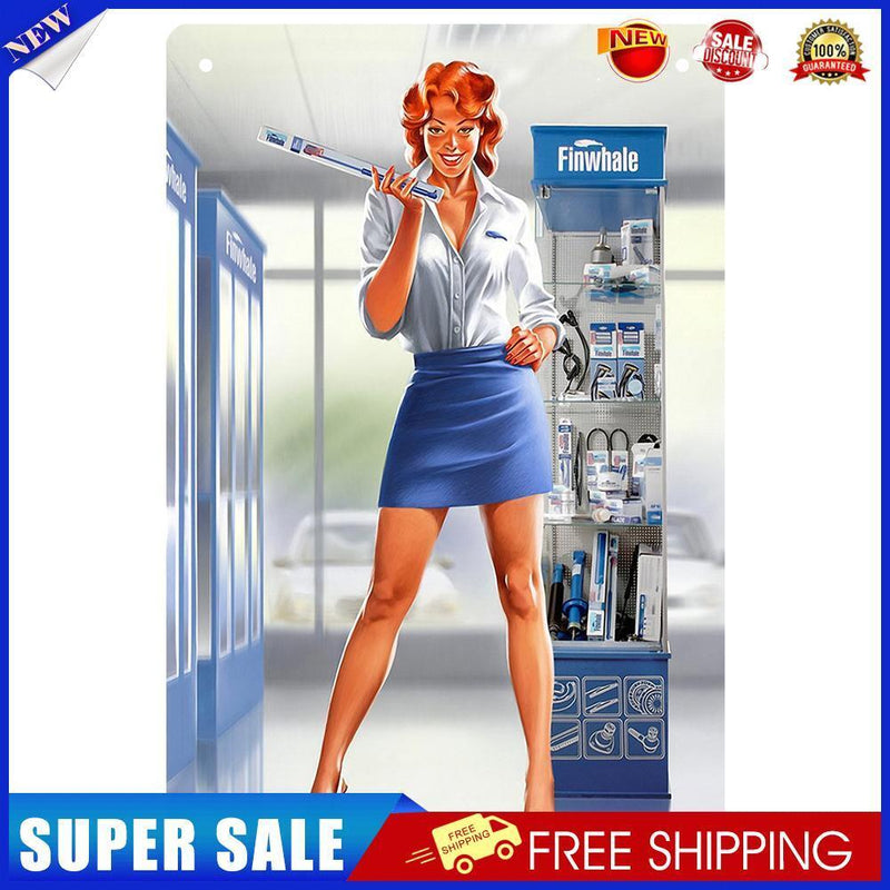 Metal Plaque Tin Sign Sexy Supermarket Lady Tin Plate Wall Poster Decor