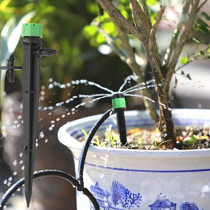 50pcs Adjustable Sprinkler Spray Dripper Drip Emitter 360 Degrees Stake Noz