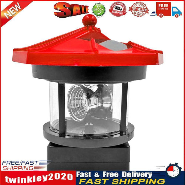 Lighthouse Solar LED Light Garden Outdoor Beacon Rotating Beam Lamp (Red) Newly