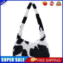 Women Plush Fur Animal Print Handbag Winter Small Underarm Bag (Cow)