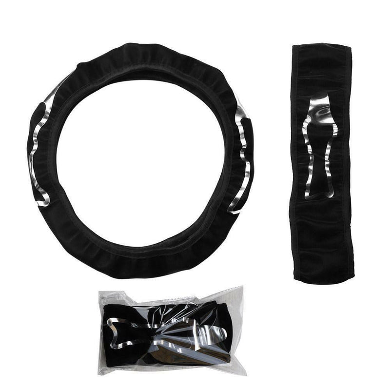 Universal 15" 38cm PU Leather Auto Car Steering Wheel Covers Anti-slip Black Red