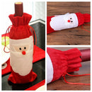 Home Wine Bottle Cover Bag Elasticated Collar Christmas Gift Red Santa Claus
