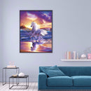 Full Drill Round Diamond Painting White Horse DIY Mosaic Craft Home Decor