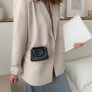 Pure Color Leather Mini Shoulder Bags Women Chain Messenger Bags (Black)