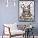 Snow Rabbit Full Round Drill Mosaic Wall Art Picture of Rhinestone Decorati
