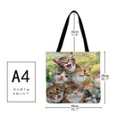 Motingdi Women's Cat Printed Shopping Bag, Large Capacity,