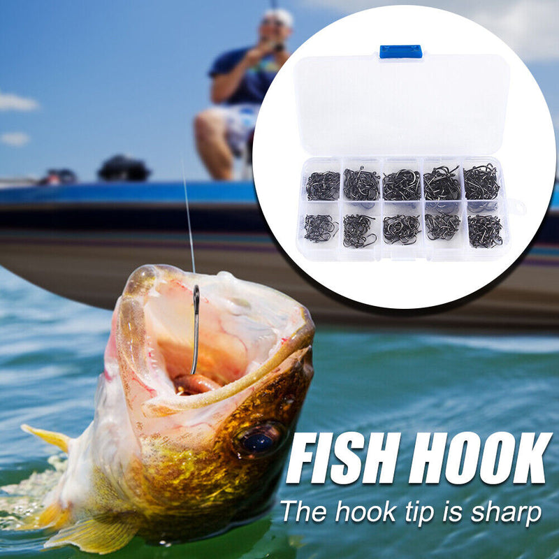 500pcs Fishing Hooks Set Sharp Barbed Fishhooks Rock Fishing Accessories