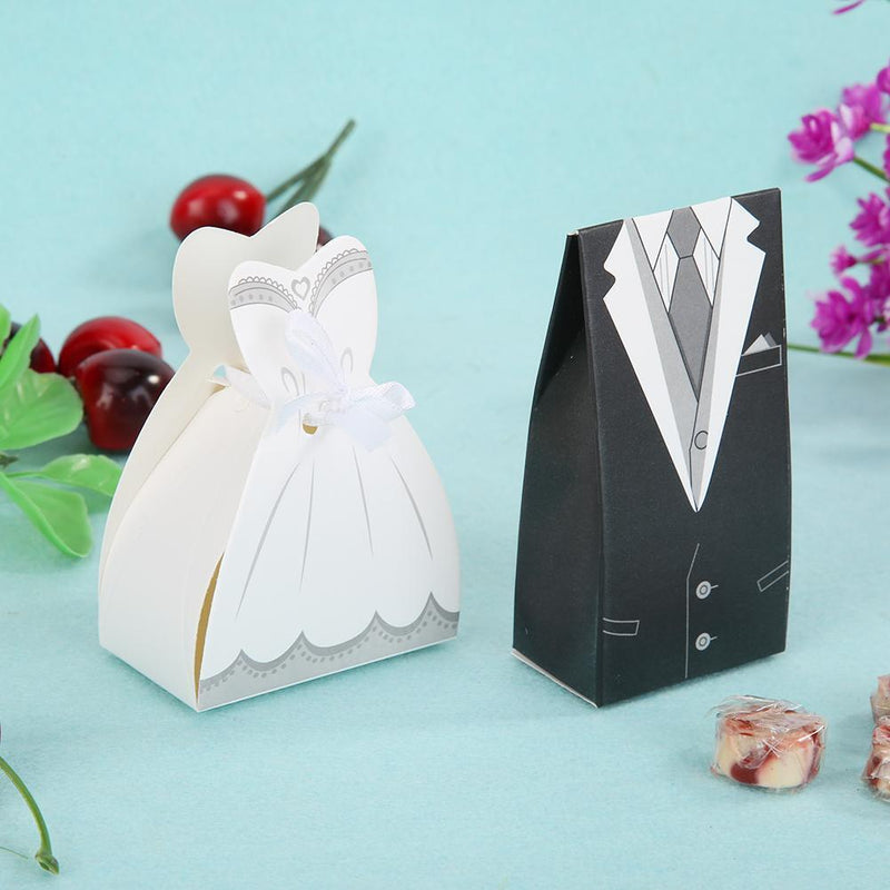 50pcs Wedding Favor Gift Dresses Candy Boxes Package Birthday Party Decor Supply