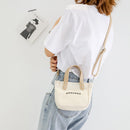 Letter Print Shoulder Satchel Handbags Canvas Women Crossbody Bags (White)