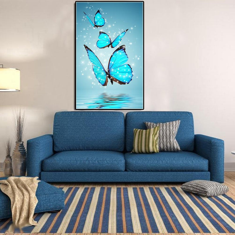 Blue Butterfly 5D Diamond DIY Painting Kit Cross Stitch Home Decor Craft
