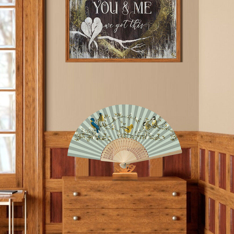 Bird Folding Fan DIY Handmade Oil Paint By Numbers Art Craft Fans