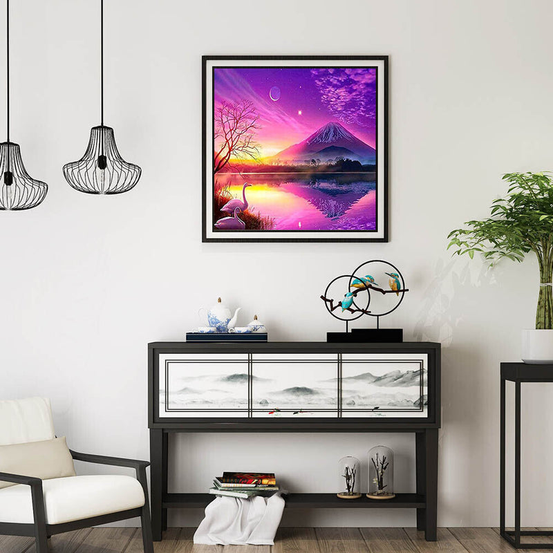 Rhinestone Embroidery Mosaic Purple Snow Mountain Diamond Painting Wall Decor