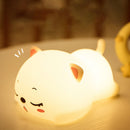 Silicone LED Night Light Cartoon Bear Touch Pat Remote Control Color Lamp