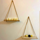 Wooden Swing Hanging Rope Ornament Rack Wall Mounted Shelves Plant Pot Holder