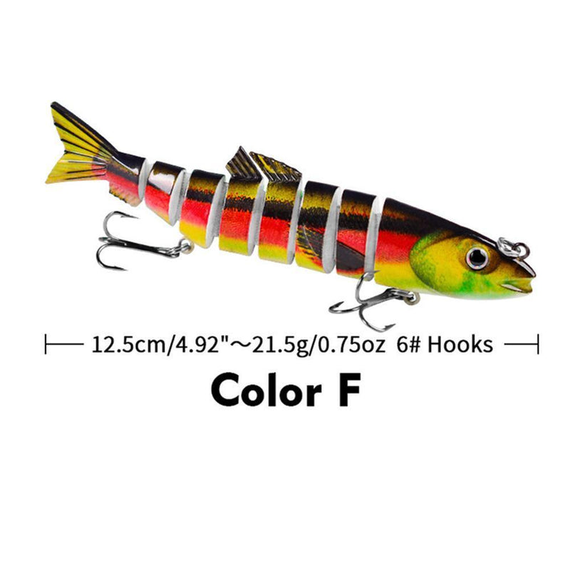 Multi Jointed 12.5cm 21.5g Lures Artificial Wobbler Fishing Hard Bait (F)