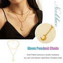 Layered Necklace with Moon Pendant Alloy Y-shaped Clavicle Chain Women Jewelry