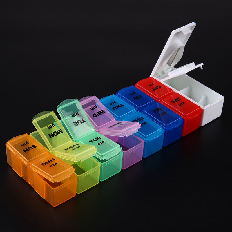 domybest Removable Pill Organizer Box One Week Bin PM Medication Taking