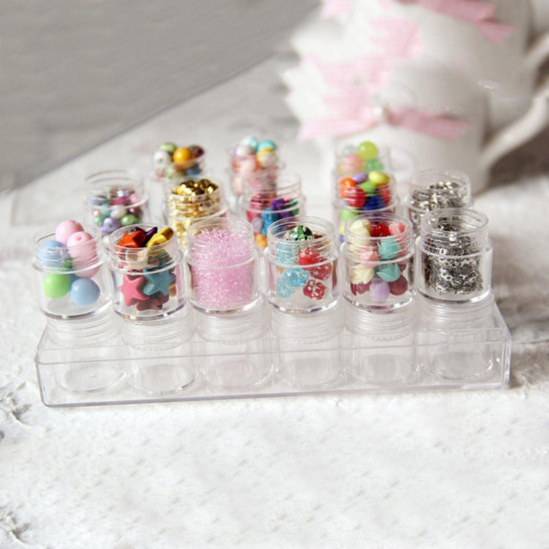 Clear Plastic Bead Storage Containers Set with 30 Pieces Small Round Jars