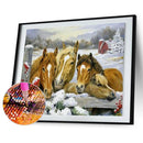 5D Rhinestone Pictures DIY Fence Horse Full Round Drill Art Diamond Painting Kit