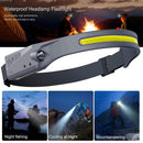 2 PC LED COB Headlamp Rechargeable Camping Waterproof Sensor Headlights Grey
