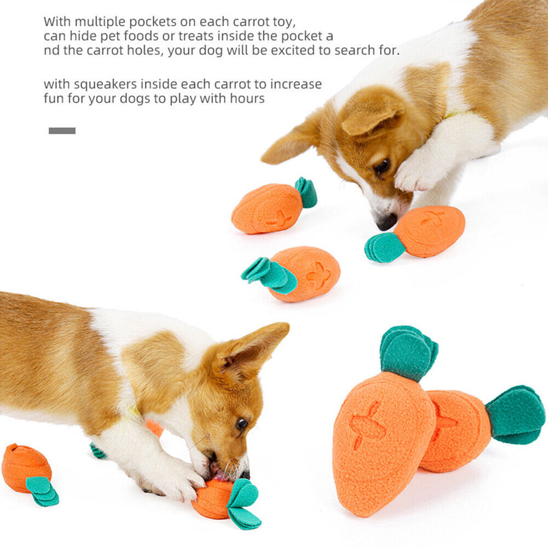 Dog Plush Carrots IQ Toys with Squeaky Nose Training Chew Interactive Toys