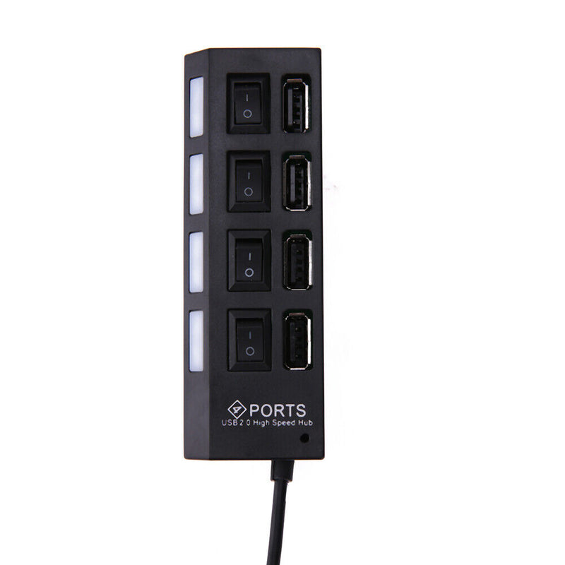 High-Speed 4-Port USB 2.0 Hub Splitter USB Charging Cable Dock Station Fast Charging