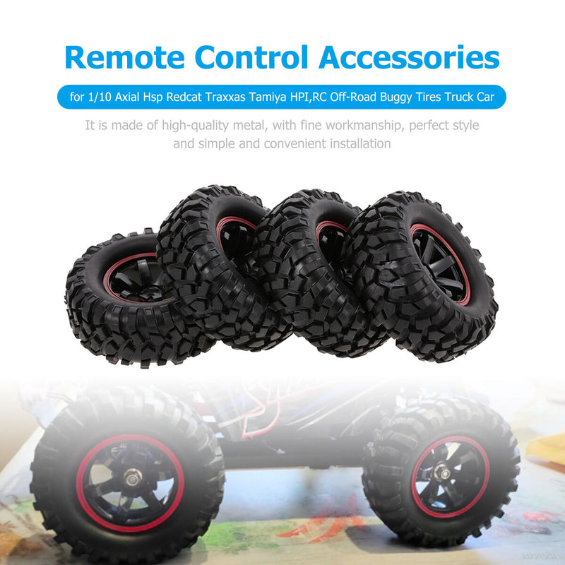 #A 4PCS RC Off-Road Buggy Tires Truck Car Hex Hub Beadlock Rubber Wheel Rims Tir