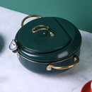 Deep Fryer Pot Stainless Steel Tempura Pot with Thermometer (24cm Green)
