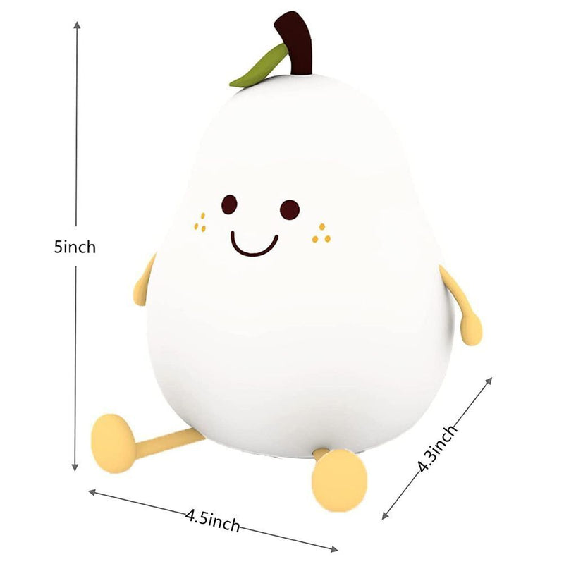 with Timer Switchable Multiple Colors Silicone Pear Cute Soft Night Light