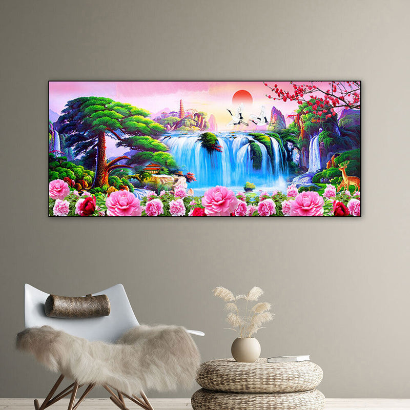 Waterfall Welcome Pine Oil Paint By Numbers Kits DIY Canvas Wall Picture Cr