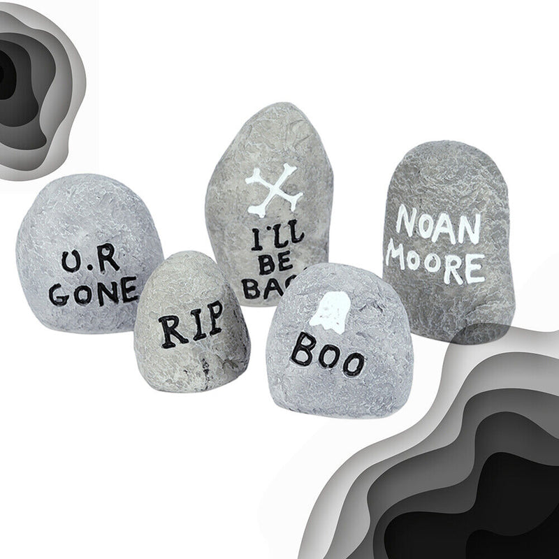 5pcs Halloween Garden Decoration Horror Stones Haunted House Yard Art Ornament