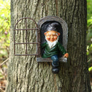 Outdoor Ornament Garden Decoration Elf Gnome Tree Sculpture Window Dwarf Statue