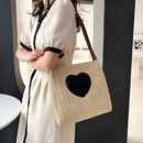 Summer Love Straw Woven Handbags Women Knitted Bucket Shoulder Bag (Camel)