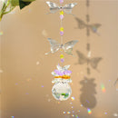Suncatcher Crystal Metal Butterfly Candlestick Pendant Prism Hanging Lamp Decor
