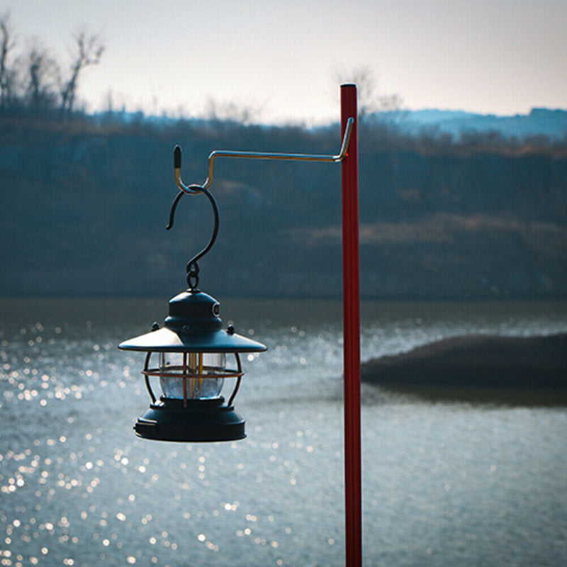 Portable Double-Hook Camping Lamp Lantern Pole Detachable Light Hanging Holder